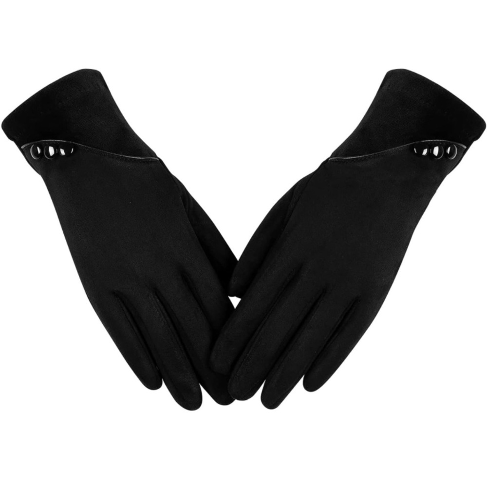 Alepo Women’s Faux Black Suede Sensitive Touch Screen Gloves Size Medium